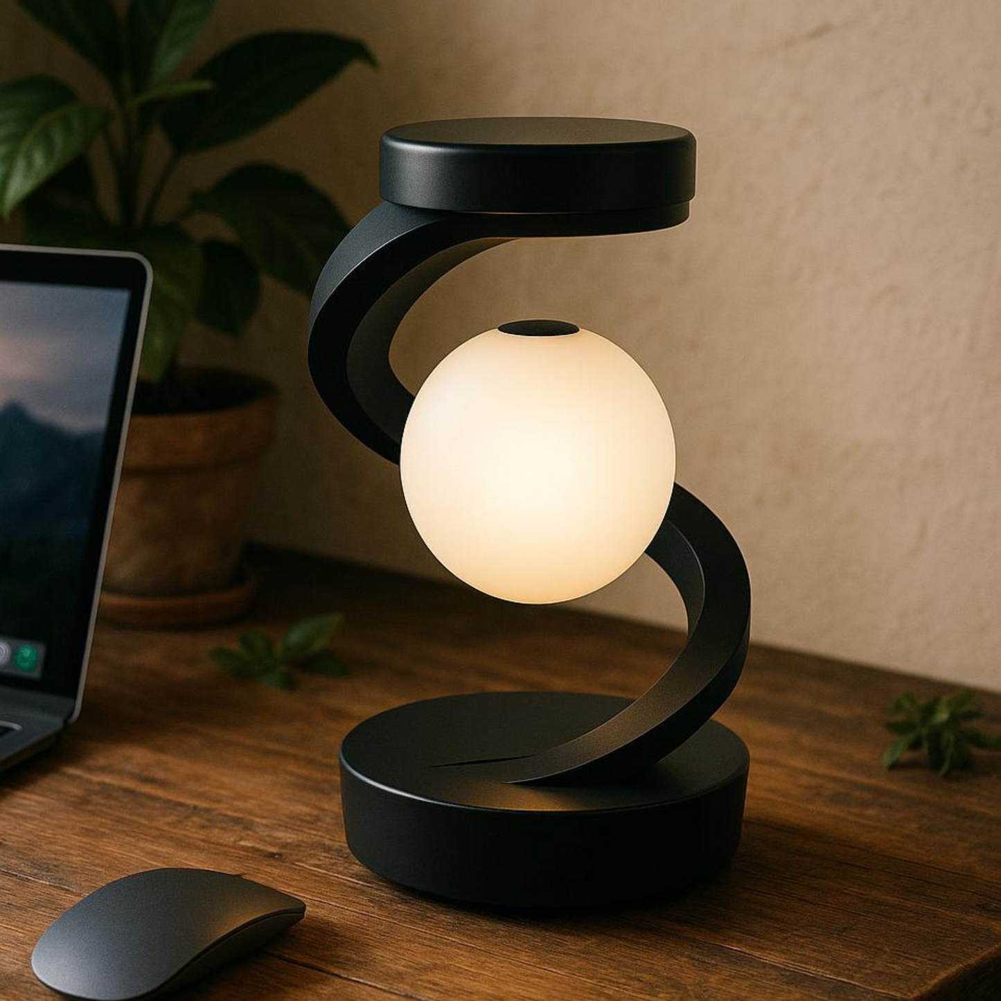 ROTATING FLOATING LAMP, WIRELESS PHONE CHARGING
